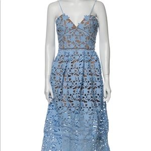 Self-Portrait blue lace style dress